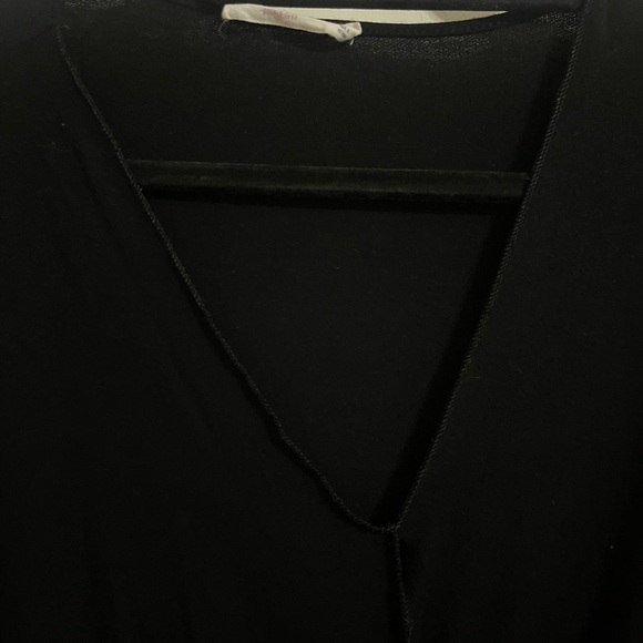 Double Zero Brand Size S Black Crisscross Long Sleeve V-neck Ladies Blouse - Picture 3 of 6